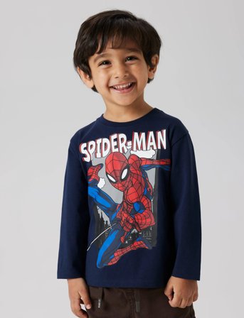 name it Nmmjuice Spider Nreg Ls Top Noos Mar - Blue - 98