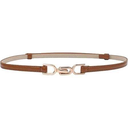 Damebælte Justerbare Tynde Taljebælter til Kjoler op til 89 cm med Guldspænde - Brun