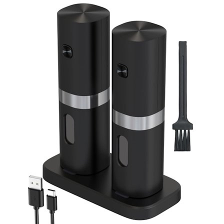 Elektriska salt- och pepparkvarnset, uppladdningsbar pepparkvarn (svart-uppladdningsbar)