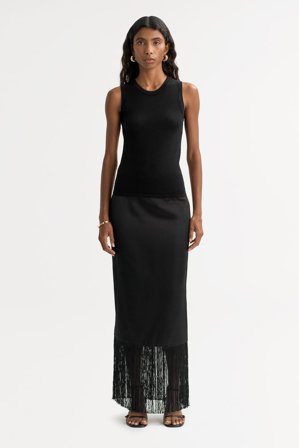 Soft Goat - Fringe skirt - Cashmere skirt - S - Black