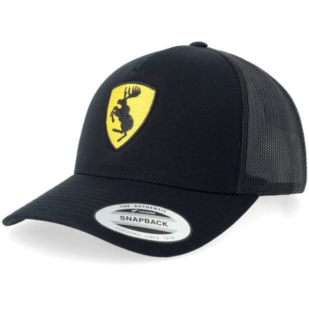 Iconic - Svart trucker Keps - The Elk-rarri Retro Black A-Frame Trucker @ Hatstore