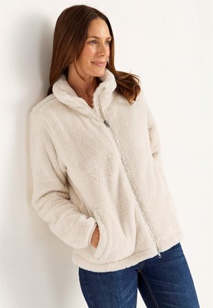 Cellbes of Sweden - Superblød fleecejakke i offwhite til damer i størrelse 58/60