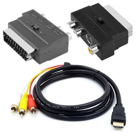 HDMI til 3RCA Scart To-i-en HDMI Adapterkabel AV Lydkabel 3 RCA Phono Adapter
