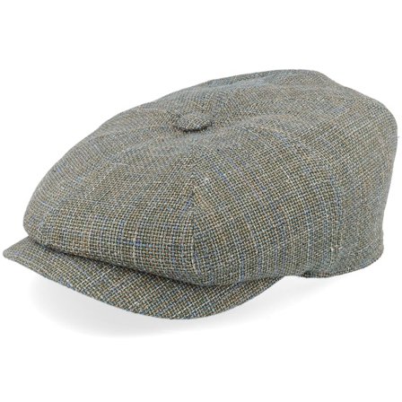 Lierys - Groen flatcap Cap - 8-panel Cap Hopsack Olive/Brown Flat Cap @ Hatstore