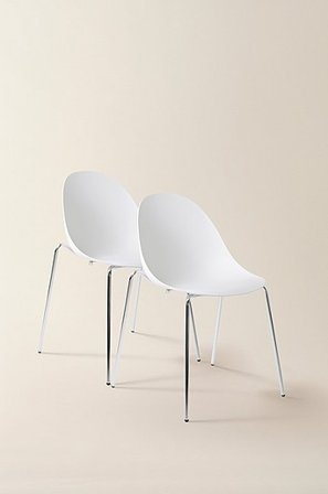 Jotex - Stol 2-pak Hvid/krom - LUNNARP - Køb Spisebordsstole & køkkenstole hos Jotex
