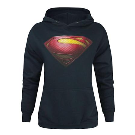 Superman Dam/Kvinnor Man Of Steel Logotyp Hoodie XL Blå Blue XL
