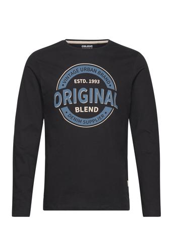Tee T-shirts Long-sleeved Svart Blend*Betinget Tilbud