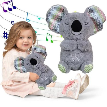 Fisher-Price Soothe N Snuggle Koala, Plys Lydmaskine Baby Legetøj Med Realistisk Åndedrætsbevægelse, 50% Tilbud