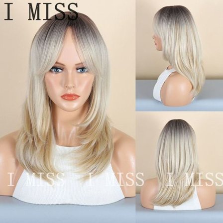 Vaalea shag-otsatukka gradienttiperuukki naisille