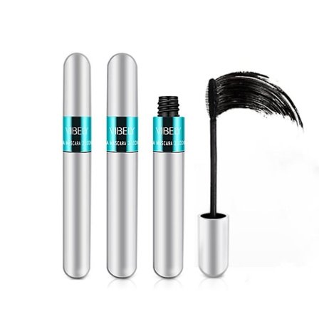 1-3 st 4D Tjock Lång Vattentät Silkefiber Mascara Makeup Kosmetisk Silverrör
