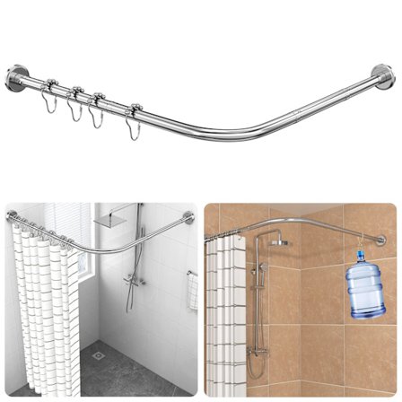 Justerbar Bruseforhængsstang L-formet Udtrækkelig Rustfrit Stål Metal 80-100 × 80-100 cm, Boreinstallation, til Badeværelse, Tøjbutik
