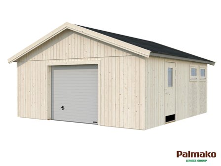 Palmako Andre Garage 32,1 m²/inv. 28,5 m², med port, obehandlad, Stugor & förråd