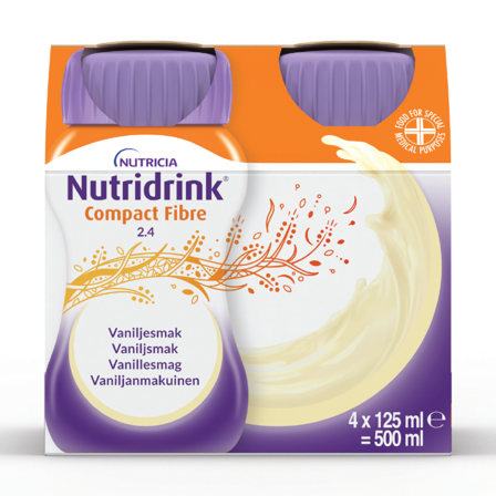 Nutridrink Compact Fibre Næringsdrikk, Vanilje, 4x125 ml