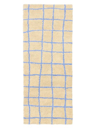 Tapis Shaggy Grid Beige/Bleu Corridor Petit Oeko-Tex