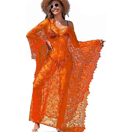 Strandklänning Boho Spets Kimono Plus Size Bikini Morgonrock Baddräkt för Kvinnor Enfärgad