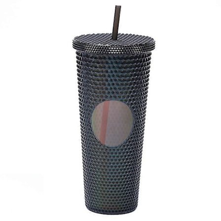 710 ml plastik kop med låg og sugerør, genanvendelig iskaffekop, smoothie kop, transparent laser kop