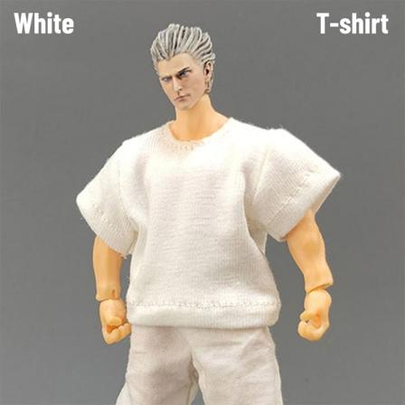 1/18 Pienoisvaatteet Soldier Casual Pants VALKOINEN T-PAITA White T-shirt-T-shirt
