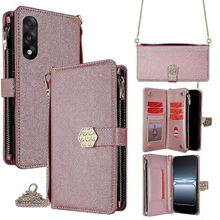 Fodral för OnePlus Nord 5 5G, Korsstruktur PU-läder + TPU Plånboksfodral med Rem[D]