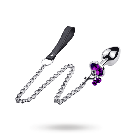 Vuxen: METAL PLUG PURPLE GEMSTONE WITH LEASH