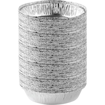 7'' Tommer Runde Aluminiumforme til Engangsbrug, Fryse- og Ovnsikre - Til Bagning, Madlavning, Opbevaring, Stegning & Opvarmning, 50-pak