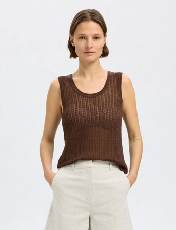 Selected Slfhennah Sl Knit Structure Top - Brown - S