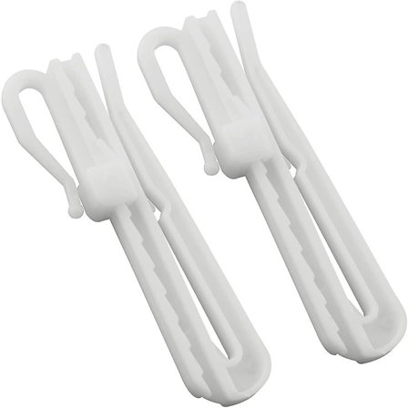 20 STK. Justerbart clipsesystem i plast med skralde til plisségardiner, gardinnålekroge, justeringskroge i plast til gardiner, hvid