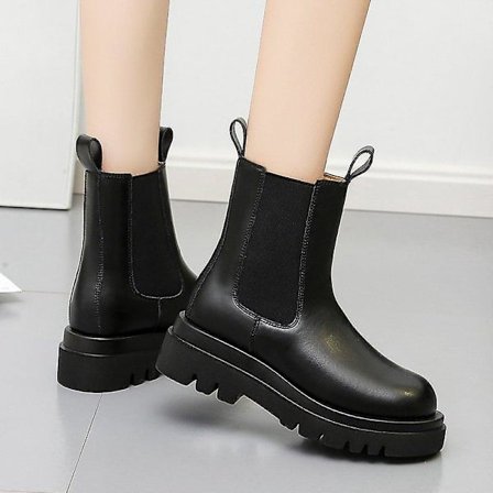 Kvinnor läder Chunky Winter Platform Ankel Boots