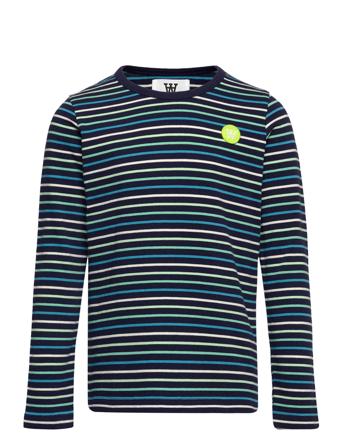 Kim Stripe Kids Long Sleeve T-shirts Long-sleeved T-shirts Blå Wood Wood*Betinget Tilbud