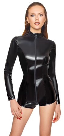 VINYL JUMPSUIT WITH LONG SLEEVES - Black Level