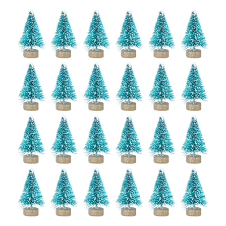 24-pack Mini Julgransprydnader Dekorationer för Skrivbord Dekorationer för Hemmakontor Matsal Skrivbord Julgransprydnader (Teal) (4cm, Blå)