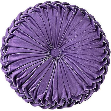 Gresskarpute i fløyel til karnappvindu, rund ensfarget fløyelspute