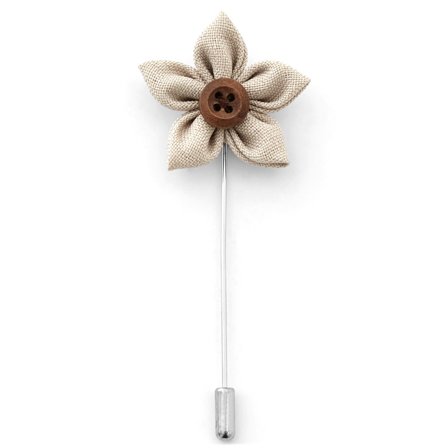 Spilla floreale color crema con bottone per uomini - Spille a forma di fiore