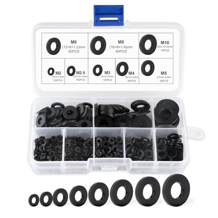 500 stk Flatpakninger Sortiment, M2 M2.5 M3 M4 M5 M6 M8 M10 F DXGHC