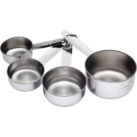 Måttkoppar i rostfritt stål, silver, 4 delar, 12 x 17 x 22 cm, 4 enheter-max