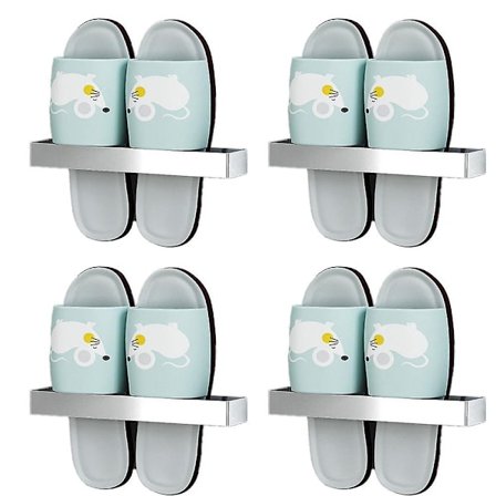 Väggmonterad skohylla 4-pack, rostfritt stål skohållare förvaring