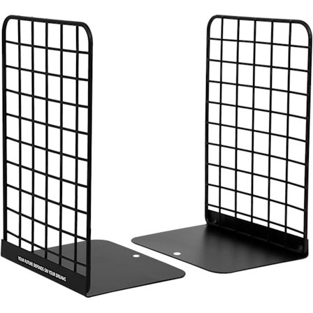 Metalbogstøtter, 1 par moderne geometriske bogstøtter, store tunge bogstøtter til skolen