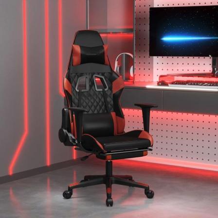 Vidaxl Gamingstol Med Massage Och Fotstöd Svart Och Röd Konstläd Röd