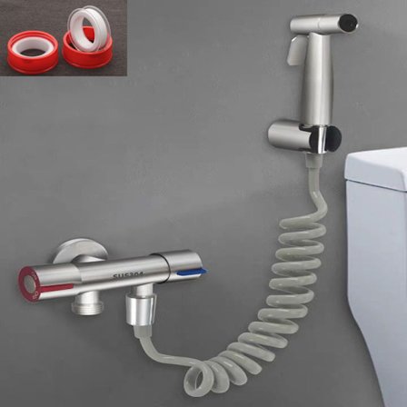 Held Bidet, Rustfrit Bosshead Kit, Børstet Rustfrit Stål, Tryksat Billet Sprayer, Pistol Kit, Canvas Mate