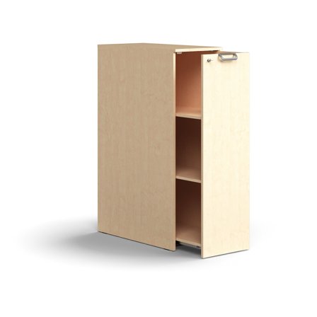 Seitenschrank QBUS rechts, abschließbar, 1250x400x800 mm, Birke