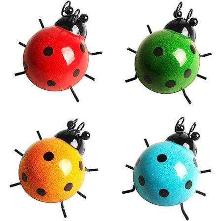 4 stk. Metall Marihøne Dekorasjon Metall Marihøne Vegg