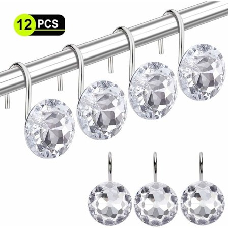 12 st duschdraperikrokar för badrum, dekorativa duschdraperikrokar i harts, gardiner och insatser