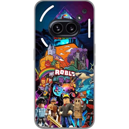 Kompatibelt Mobilskal till Nothing Nothing Phone (2a) Plus Dynamiskt Roblox universum collage med karaktärer ikoner och fantasimiljö färgsprakande