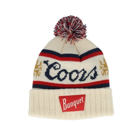 American Needle - Beige pom Beanie - Coors Pillow Line Knit Cream/Multicolor Pom @ Hatstore