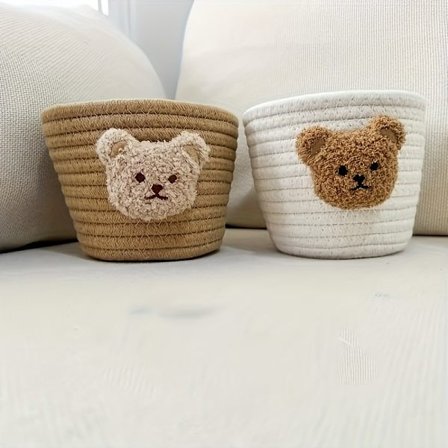 1/2 kpl Söpö Sarjakuva Karhu Kudottu Koristeellinen Säilytyskori - Moderni Monikäyttöinen Säiliö Välipaloille, Kosmetiikalle