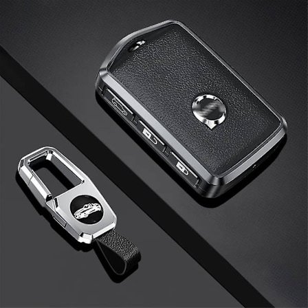 Dww-Volvo Smart Car Key Holder - Grå - Til Volvo XC60 XC70 XC90 C30 S60 S80 S90 V60 V70 V90 - Læder - Sideknapper