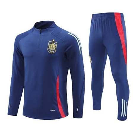 2425 Nytt Fotballtreningsoverall Halv Glidelås Høst- og Vinteroverall Voksne Barn Spansk/Kongeblå - Perfekt Spania/kongeblå Spain/royal blue-FK1- 