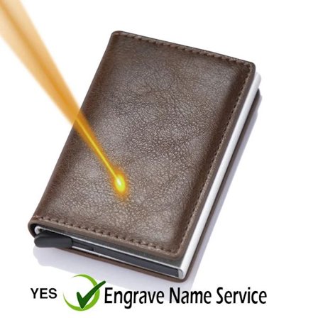 Gravering Anpassat Namn ID Kreditkortshållare Plånböcker Herr Märke Rfid-blockerande Magisk Läder Slim Mini Plånbok Liten Pengaväska