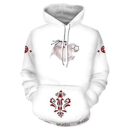 2022 Qatar VM Fodbold Maskot Tema Børn Aldult Hoodies Sweatshirt W White 1 4XL