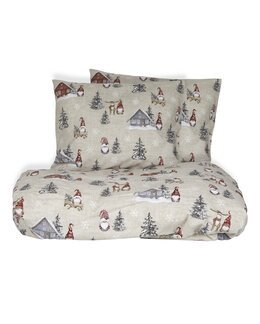 King size sengetøj Harald med trykt Nissemotiv 3-dele Rød