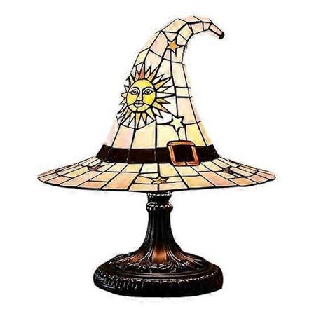 Heksehat Lampe LED Natlampe Blødt Lys Batteridrevet Halloween Glødende Heksehat Gotisk Natlys Dekoration